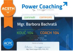 Certifikát Kouč ACPC by Power Coaching